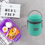 Double Wall Insulated Stainless Steel Tiffin 4 Compartment Lunch Box With Handle Stackable Stainless Steel Lunch Box  BPA Free  Leak proof dabba For Office Home School Hot Outer Plastic Tiffin Box Set (1 Pc 4 Compartment)