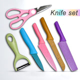 Corrugated stainless steel kitchen knife set 6 pcs. small cleaver knife, chef's knife, bread knife, Pairing knife, scissors, and Ceramic Peeler |Knife Set Professional Box Knife Set 6 Piece Forged Kitchen Knives With Box.