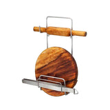 Chakla Belan Chimta Stand Rolling Pin Board Tong Holder | Silver Stainless Steel Multi-purpose Rack For Kitchen (1 Pc )