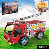 Metal DIY Fire Truck Building Blocks for Kids | Educational & Learning Blocks for Kids | Creative Mechanical Construction Engineering Kit 8+ (Fire Truck / 292pcs of truck tool / 1 Set)