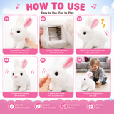 Electric Walking & Hopping Rabbit Toy with Sound & LED Light, Interactive Bunny Toy for Kids