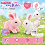 Electric Walking & Hopping Rabbit Toy with Sound & LED Light, Interactive Bunny Toy for Kids