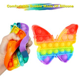 Pop It Fidget Toys, Push Pop Bubble Fidget Sensory Toy, Autism Special Needs Silicone Stress Relief Toy, Fidget Toy & Novelty Gifts for Kids Adults(Rainbow Butterfly -1 PC)