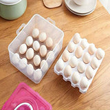 2Layer 32 Grid Egg Tray With Lid Egg Carrier Holder For Refrigerator Camping Food Storage Container With Handle (1 Pc )