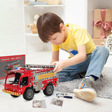 Metal DIY Fire Truck Building Blocks for Kids | Educational & Learning Blocks for Kids | Creative Mechanical Construction Engineering Kit 8+ (Fire Truck / 292pcs of truck tool / 1 Set)