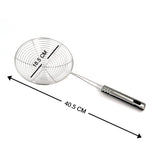 Large Oil Strainer To Get Perfect Fried Food Stuffs Easily Without Any Problem And Damage.