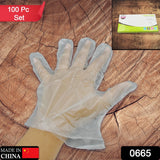 Large Size Plastic Transparent Disposable Clear Plastic Hand Gloves For Home ,Kitchen ,Hotels ,Hospitals ,Clinics ,Beauty Parlor ,Saloons (100 Pcs)