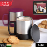 Stainless Steel Coffee-Tea Cup Stainless Steel Lid Cover Hot Coffee-Tea Mug Hot Insulated Double Wall Stainless Steel Coffee And Milk Cup With Lid  Handle Easy To Carry - Coffee Cup (1 Pc)