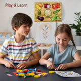Wooden Puzzle Learning Educational Board of Vegetable | Different Vegetable Shape Puzzle Boards and Gift for Toddlers &amp; Kids Puzzle for Early Childhood Development (1 Set / 28×20 Cm)