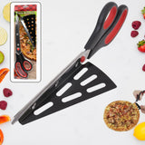 Stainless Steel Pizza Cutter Scissor Plastic Handle with Removable Spatula, 2 in 1 Pizza Scissors Kitchen Tool (2 Pcs Set)