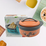 Casserole Box For Food Serving Inner Steel Insulated Casserole Hot Pot Flowers Printed Chapati Box For Roti Kitchen (Approx. 2500 ML)