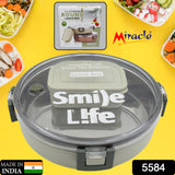 Miracle Stainless Steel Round Lunch Box, with Small Plastic Box Insert Leak Proof Lunch Box with Transparent lid, Lunch Box for Kids & Adults for School, Office (450 ML + 250 ML Approx.)