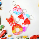 Compact Silicone Pop It Keychain Toy - Birthday Return Gift Of Kids - Portable Bubble Popping Fun Stress Relief Fidget Toy (Mix Design  1 Pc)