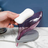 Soap Holder for Bathroom Leaf Shape Self Draining Plastic Soap Dish Tray Stand Cady Kitchen Sink Bathroom Accessories No Drilling Multi Color (Leaf-Shape-1)