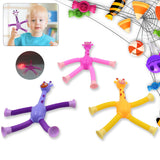LED 3 PCS Telescopic Suction Cup Giraffe Toy, Pop Tubes Sensory Toy for Kids, Fidget Toys, Sensory Tubes, Suction Cup Pop Tube Giraffe Toys, Stretchy Giraffe Suction Toy, Funny Gift