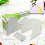 Virgin Plastic French Fry Chipper, Potato Chipper /Potato Slicer with Container Potato Chipper with Slicer, Fork and Guard, Green and White