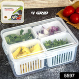 Fridge Storage Boxes Freezer Storage Containers, Container for Kitchen Storage Set, Storage in Kitchen, Vegetable Storage, Draining Crisper Refrigerator Food Box (4 Detachable Small Boxes)