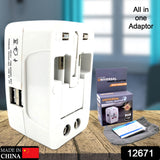 All-in-One Universal Worldwide Travelling AC Adapter Plug (AU / UK / US / EU) International Power Charger Electric USB Power Plug Socket Adaptor Converter (1 Pc)