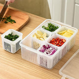 Fridge Storage Boxes, Fridge Food Storage Containers Set, Kitchen Food Organizer, Refrigerator Storage Boxes for Freshness, Vegetable Storage, Draining Refrigerator Food Box(1 PC)